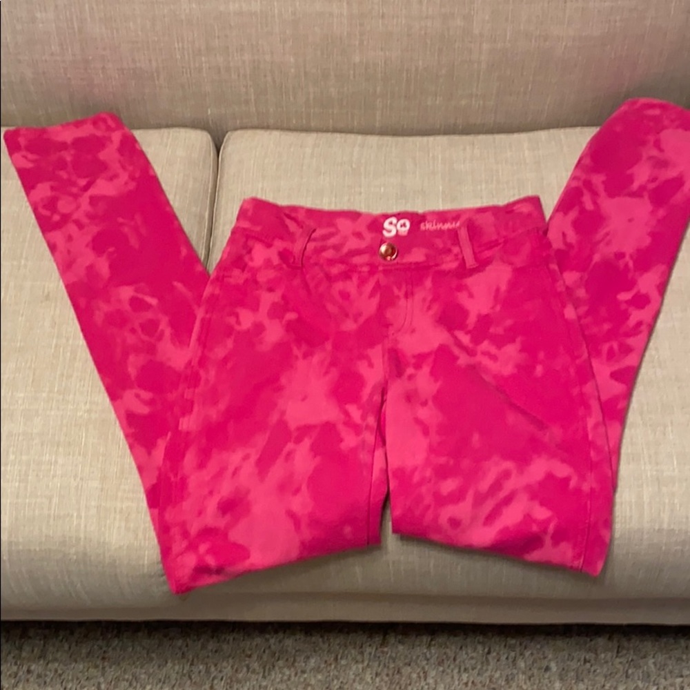 So Skinny Pink tie-dye pants